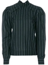 Msgm Striped Button-back Blouse In Black
