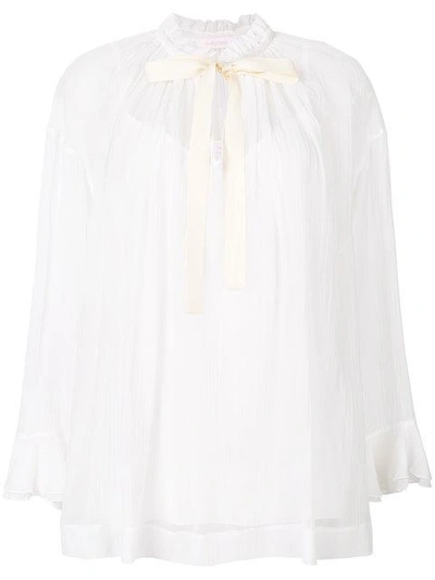 See By Chloé Pussy Bow Gathered Blouse In White