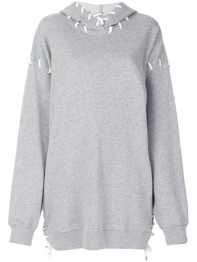 Jonathan Simkhai Oversized Whipstitched Cotton-jersey Hooded Top In Grey