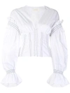 Simkhai Puff Sleeve Corset Shirt  In White