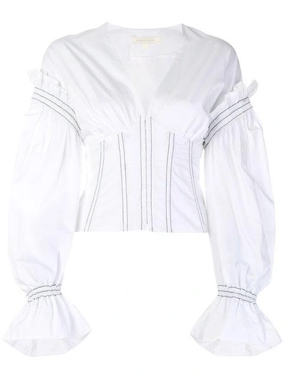 Simkhai Puff Sleeve Corset Shirt  In White