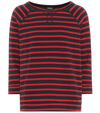 Woolrich Striped Cotton Sweater In Red