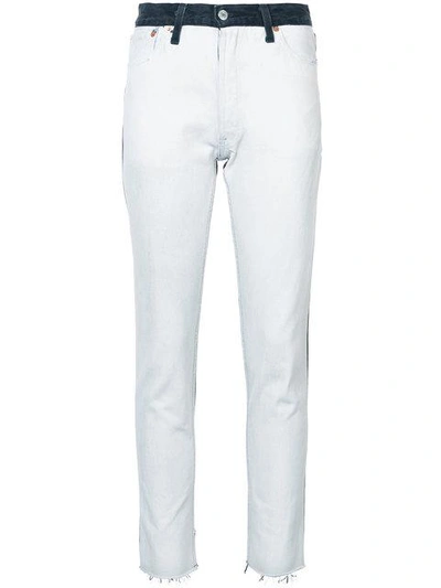 Re/done High-rise Two-tone Ankle Crop Jeans In White