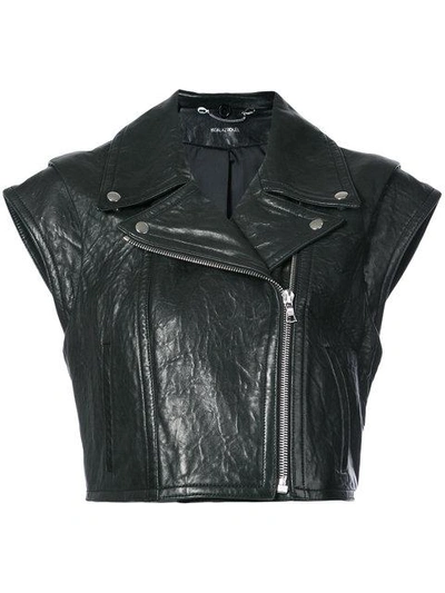 Yigal Azrouël Sleeveless Boxy Leather Jacket