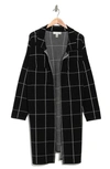 By Design Lola Notch Collar Tunic Cardigan In Black White Gride