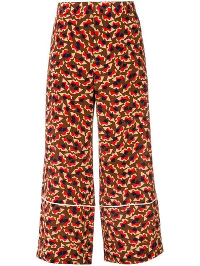 Marni Graphic Print Cropped Flared Trousers