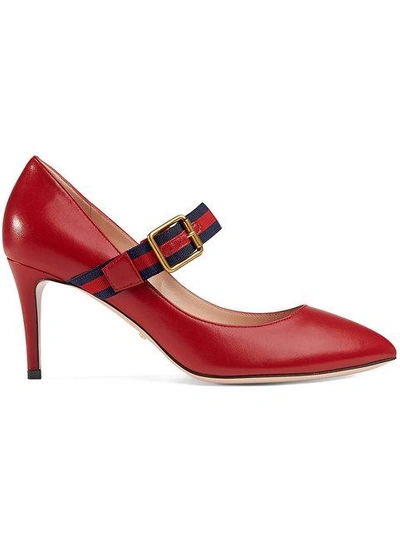 Gucci Sylvie Leather Pump In 6488 Hibiscus Red