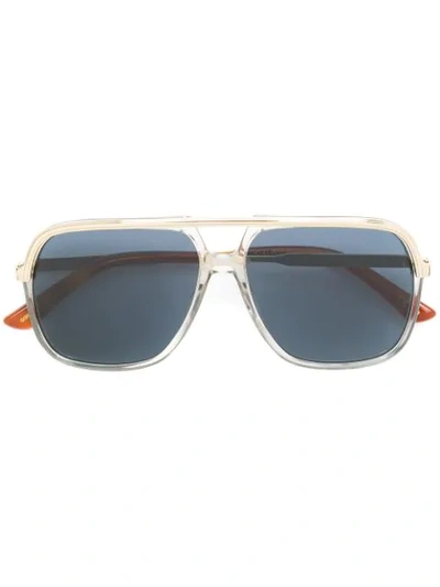Gucci Square Aviator Sunglasses In Metallic