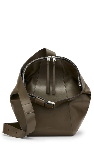 Allsaints Anouck Leather Sling Backpack In Olive
