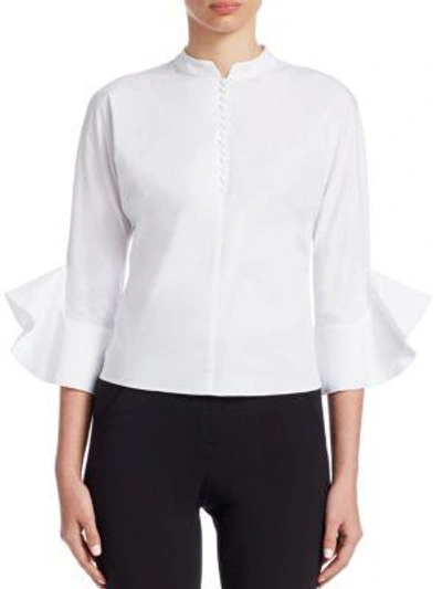 Emporio Armani Stretch Cotton Poplin Shirt In White