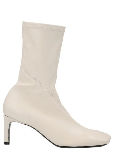 Jil Sander Slanted 70mm Square-toe Ankle Boots In White