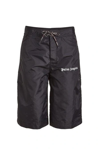 Palm Angels Contrast-trim Track Shorts In Nero