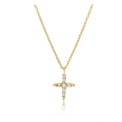 Monarc Jewellery Northern Star Cross Necklace. Gold Vermeil & White Topaz