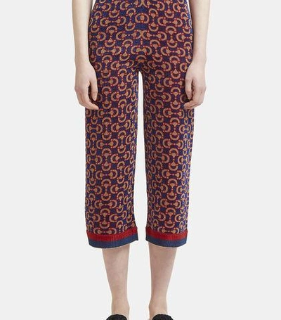 Gucci Lurex Jacquard Cropped Pants In Blue