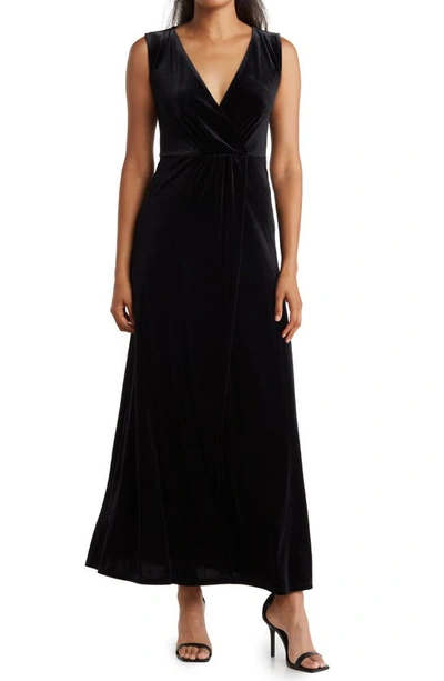 Love By Design Munich Velvet Twist Front Sleeveless Maxi Dress In Black
