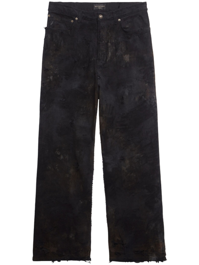 Balenciaga Black Cropped Straight-leg Jeans