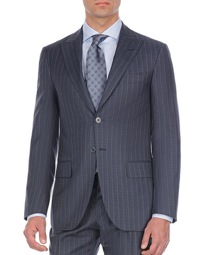 Isaia Pinstriped Two-piece Wool Suit In Gray