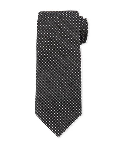 Giorgio Armani Box-pattern Silk Tie In Black