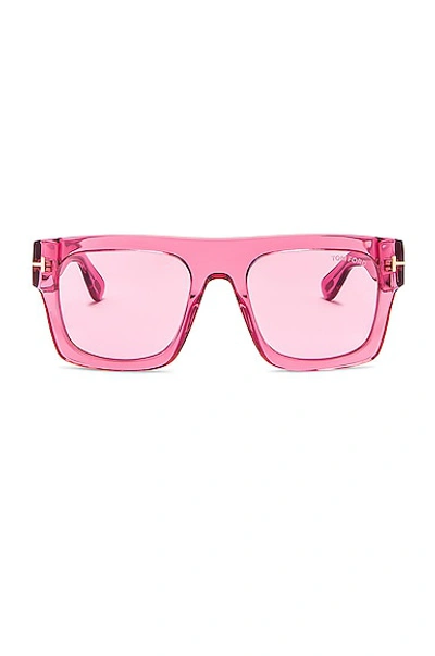 Tom Ford Fausto Square Semi-transparent Acetate Sunglasses In Pink
