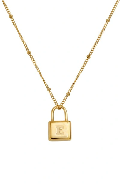 Savvy Cie Jewels Initial Lock Pendant Necklace In Gold - E