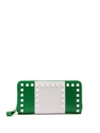 Valentino Garavani Studded Two-tone Leather Continental Wallet In Green