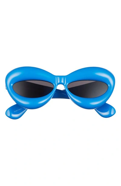 Loewe Lw40097i 90a Oval Sunglasses In Shiny Blue Smoke