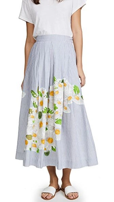 Isolda Embroidered Rio Skirt In Blue/white