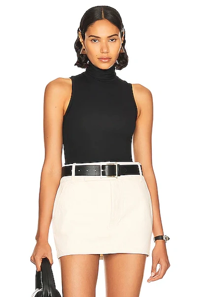 Helsa Jersey Cropped Turtleneck Tank In Black Ink