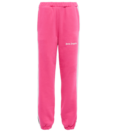 Palm Angels Classic Logo-print Cotton-jersey Jogging Bottoms In Fuchsia White