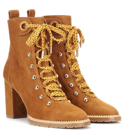 Aquazzura Suede Ankle Boots In Brown