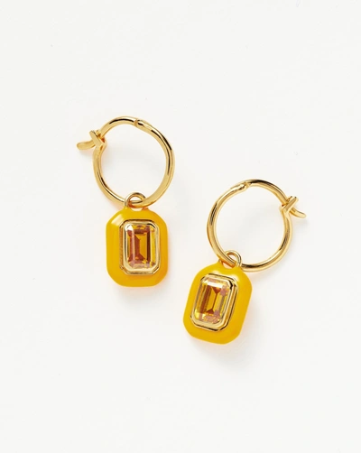 Missoma Enamel & Stone Charm Mini Hoop Earrings 18ct Gold Plated Vermeil/yellow Cubic Zirconia