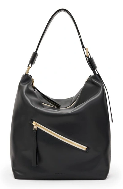 Allsaints Aliyah Leather Shoulder Bag In Black