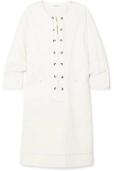 Tomas Maier Lace-up Cotton-blend Twill Dress In White