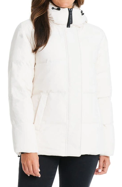 Sanctuary Hooded Down Puffer Jacket In Cream