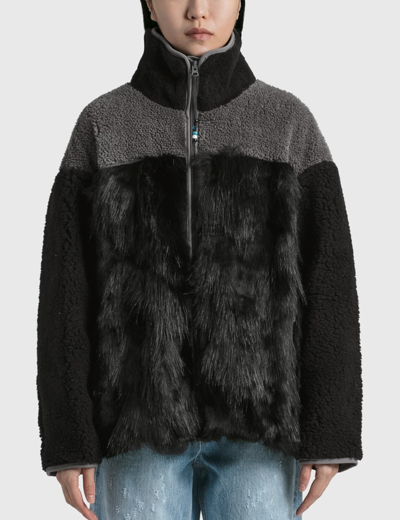 Theopen Product Faux Fur Fleece Jacket In Black