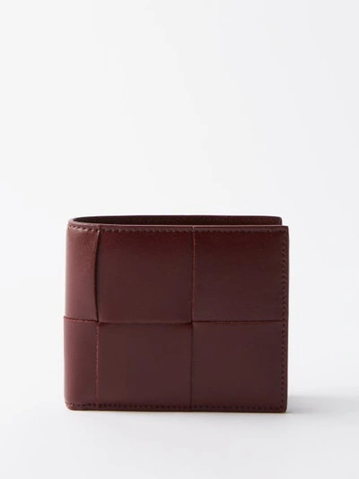 Bottega Veneta Urban Cassette Intrecciato-leather Bi-fold Wallet In Barolo