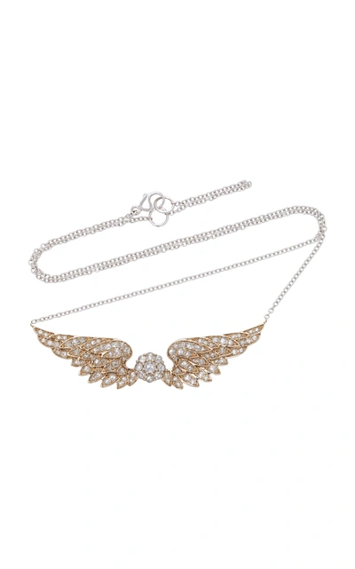 Nam Cho Large Angel Wing 18k White Gold Diamond Pendant Necklace
