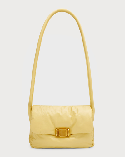 Bottega Veneta Padded Leather Shoulder Bag In Butter Brass