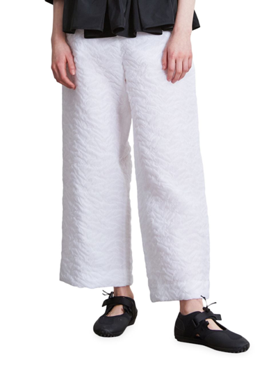 Cecilie Bahnsen Textured Straight-leg Trousers In White