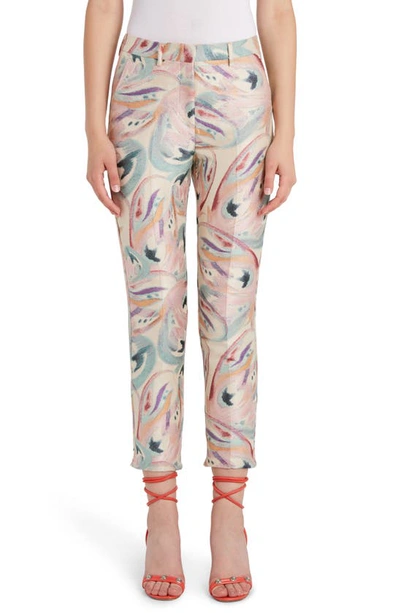 Etro Ankle-crop Jacquard Butterfly Pants In Crema