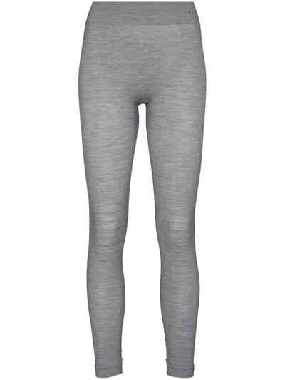 Falke Paneled Technical Stretch Wool-blend Leggings In Grey Heather