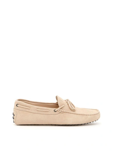 Tod's Suede Gommino Driving Shoes In Naturalebeige