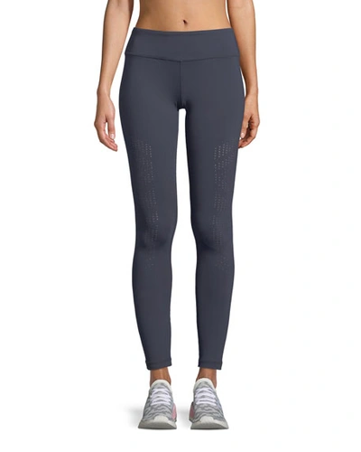Vimmia Drill Full-length Leggings With Perforations In Dark Blue