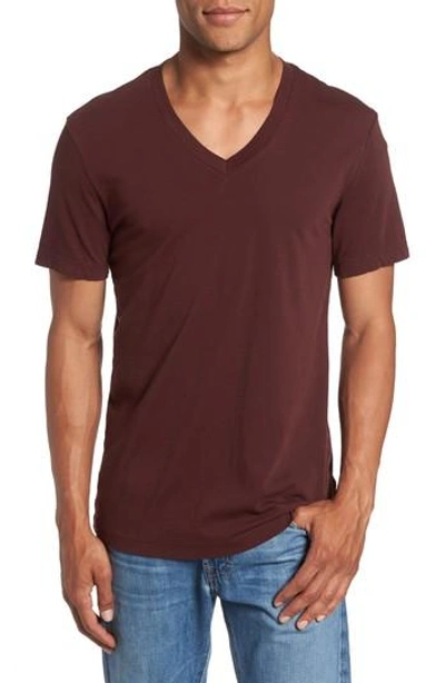 James Perse Short Sleeve V-neck T-shirt In Dark Plum