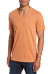 James Perse Short Sleeve V-neck T-shirt In Orange Pigment