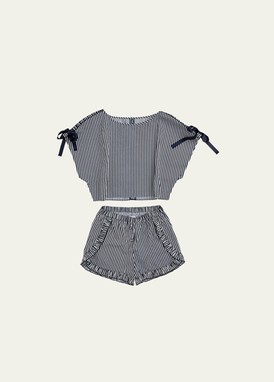 Morgan Lane + Net Sustain Gina Nessa Striped Organic Cotton-poplin Pyjama Set In Midnight