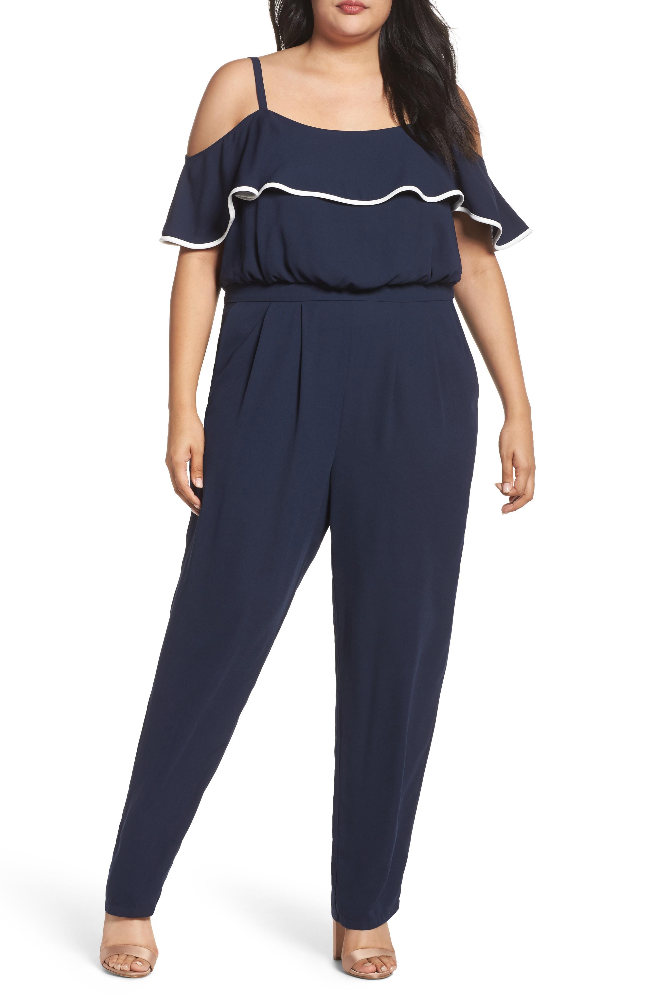 vince camuto ruffle jumpsuit
