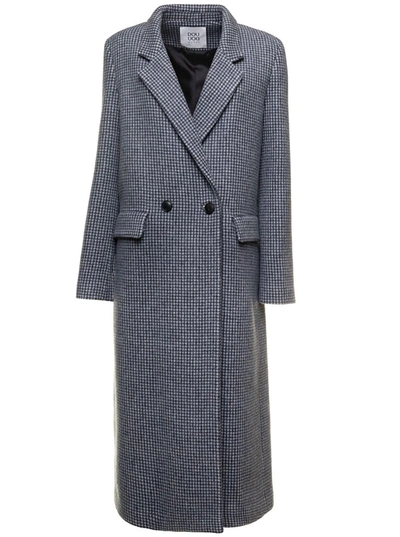 Douuod Check Single Breasted Coat In Grey