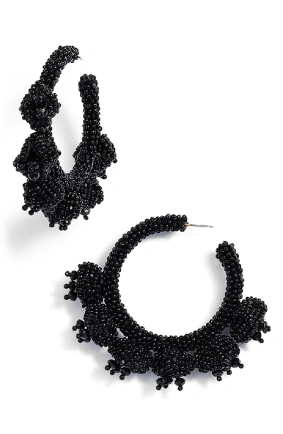 Sachin & Babi Noir Grape Cluster Hoop Earrings In Jet