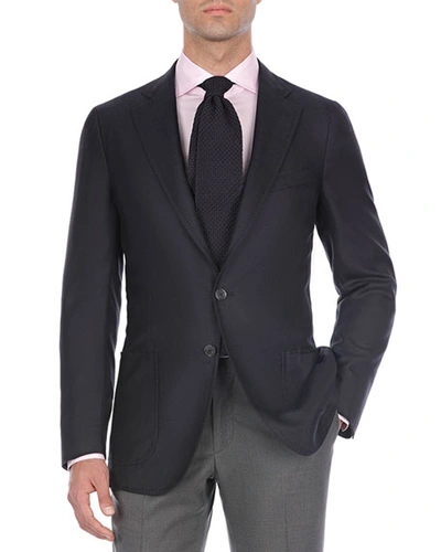 Isaia Solid Cashmere-blend Sport Coat In Navy